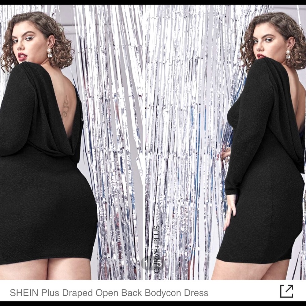 SHEIN Plus Draped Open Back Bodycon Dress 2X(16)